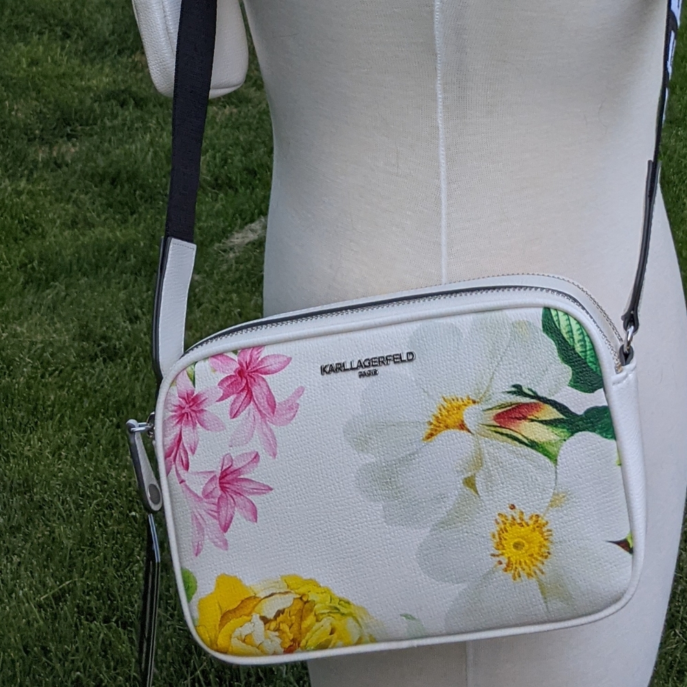 Karl Lagerfeld Floral Crossbody Bag - White and Yellow